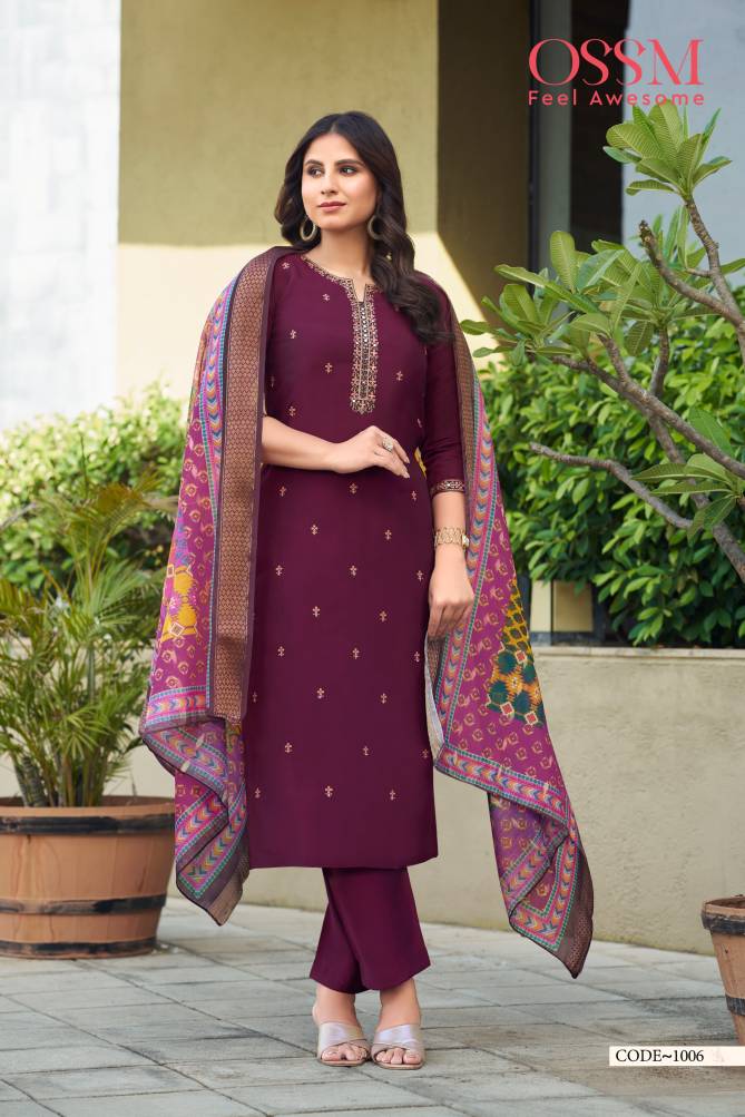 Mohey By Ossm Roman Silk Embroidery Kurti With Bottom Dupatta Wholesale Shop In Surat